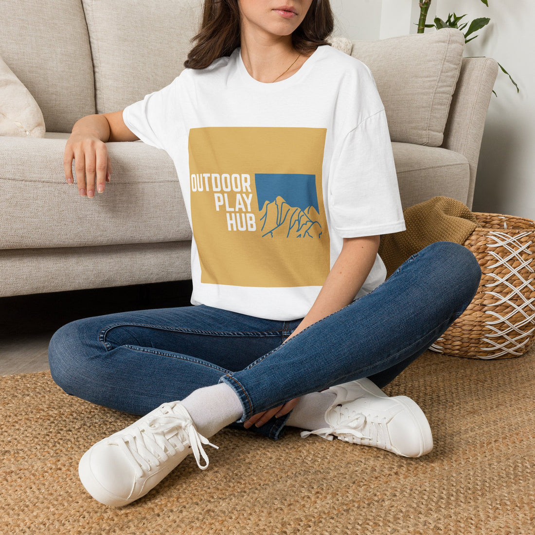 Outdoor Play Hub T-Shirt — Retro Mountain Adventure Graphic Tee