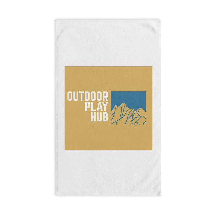 Outdoor Play Hub Hand Towel — Mountain Adventure Logo Tea Towel
