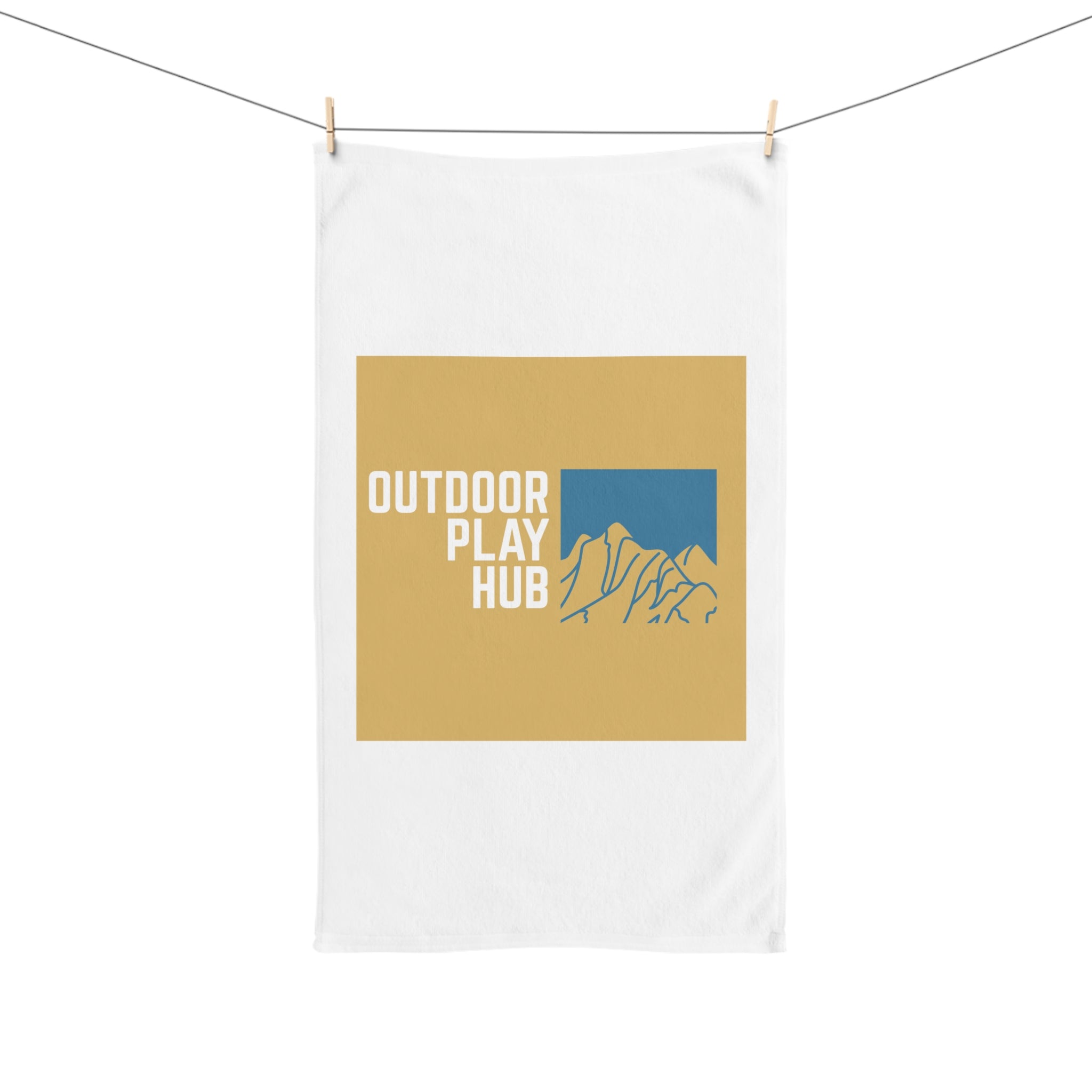 Outdoor Play Hub Hand Towel — Mountain Adventure Logo Tea Towel