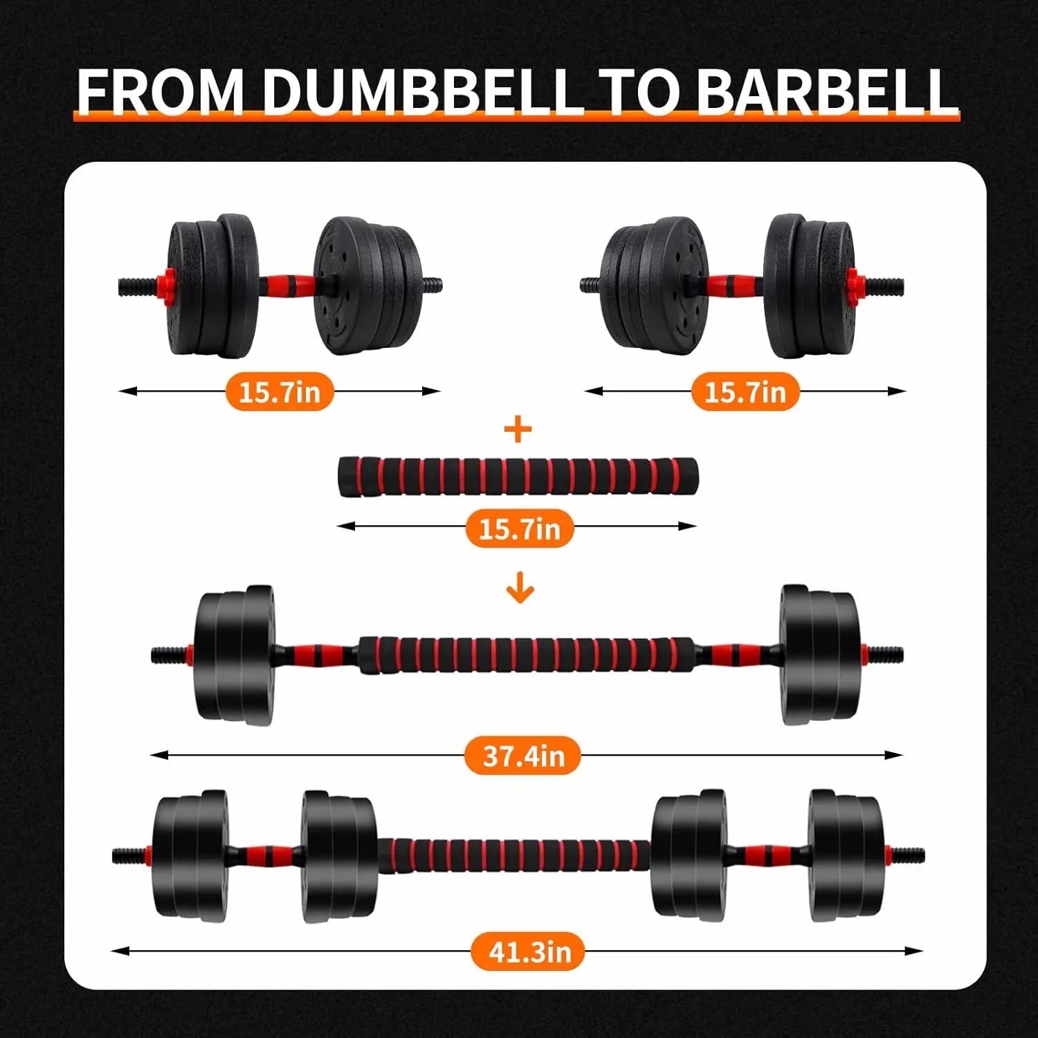 Adjustable Dumbbell Barbell Set 5–44lbs Home Gym Strength Training
