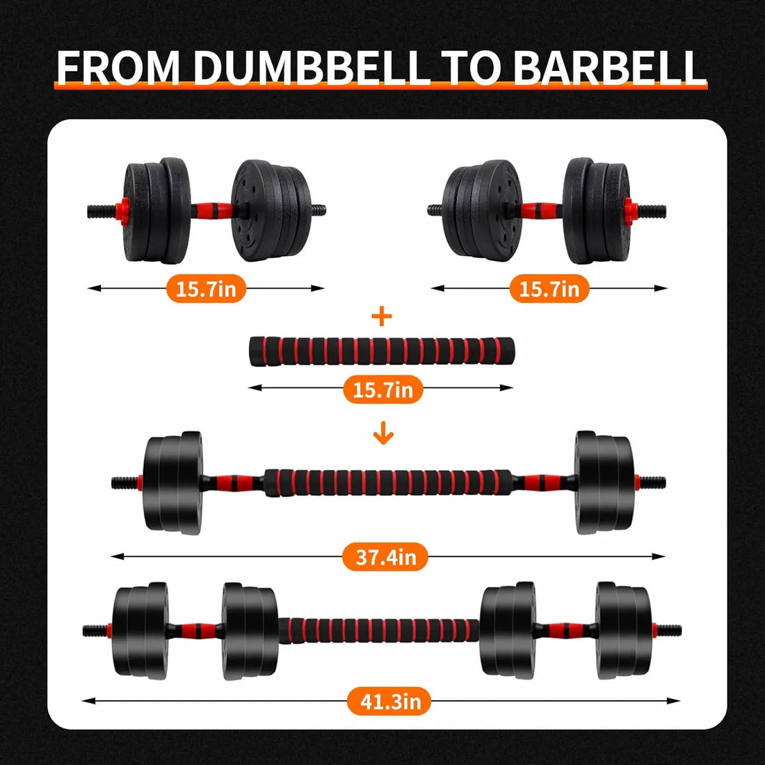 Adjustable Dumbbell Barbell Set 5–44lbs Home Gym Strength Training