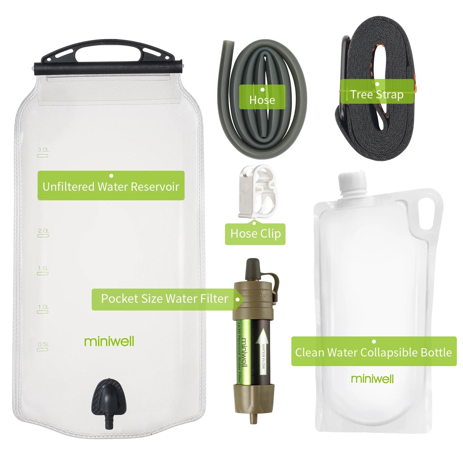 Portable Water Filter Straw Camping Survival Emergency Purification Miniwell L630