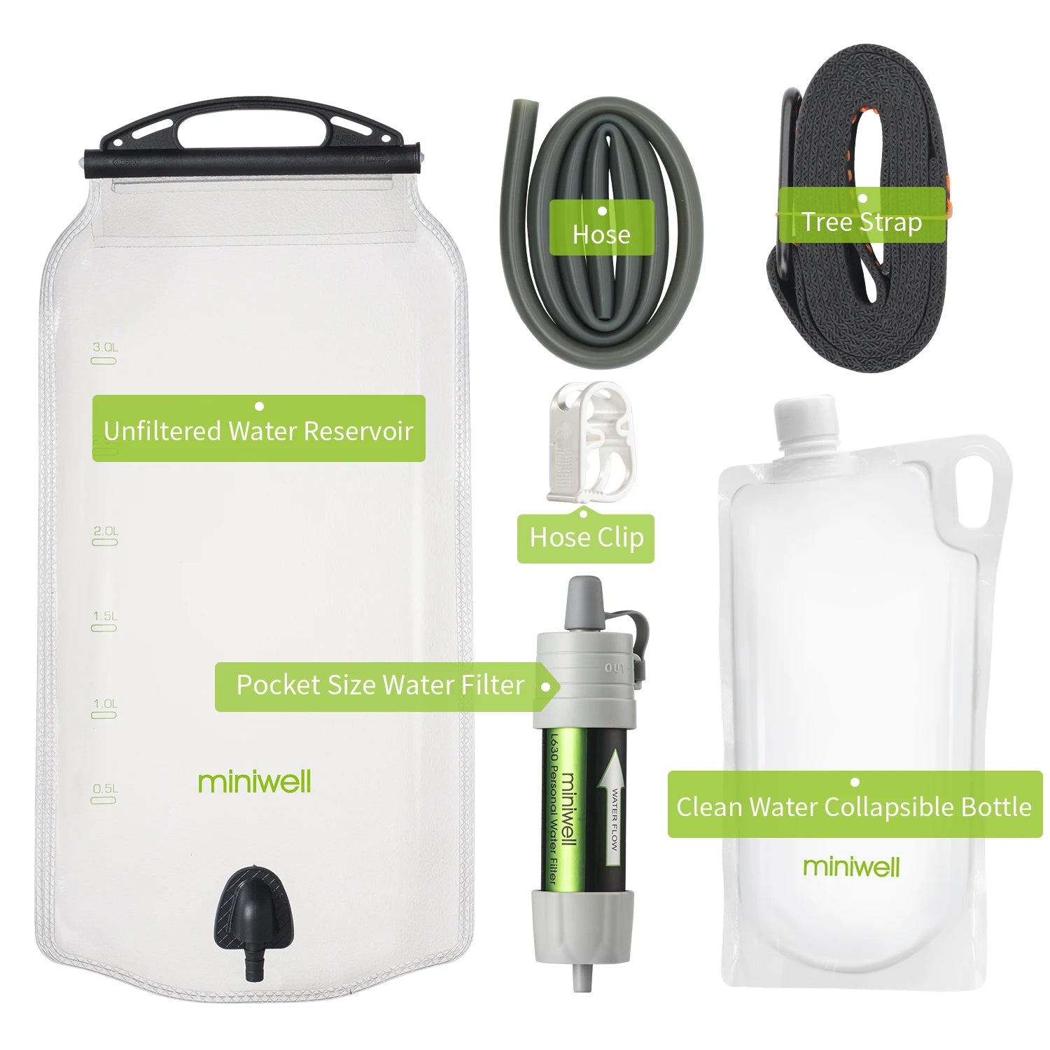 Portable Water Filter Straw Camping Survival Emergency Purification Miniwell L630
