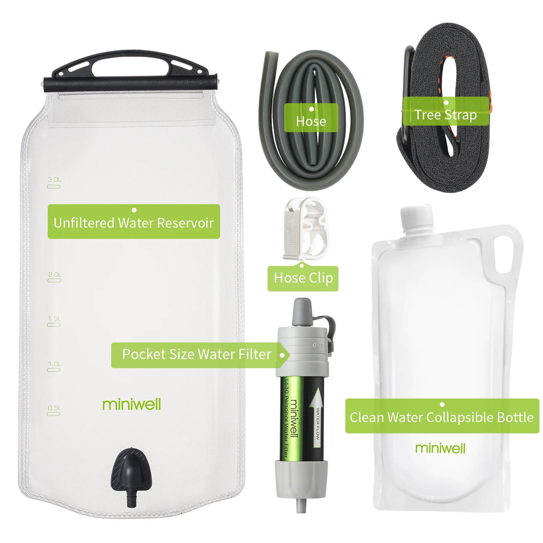 Portable Water Filter Straw Camping Survival Emergency Purification Miniwell L630