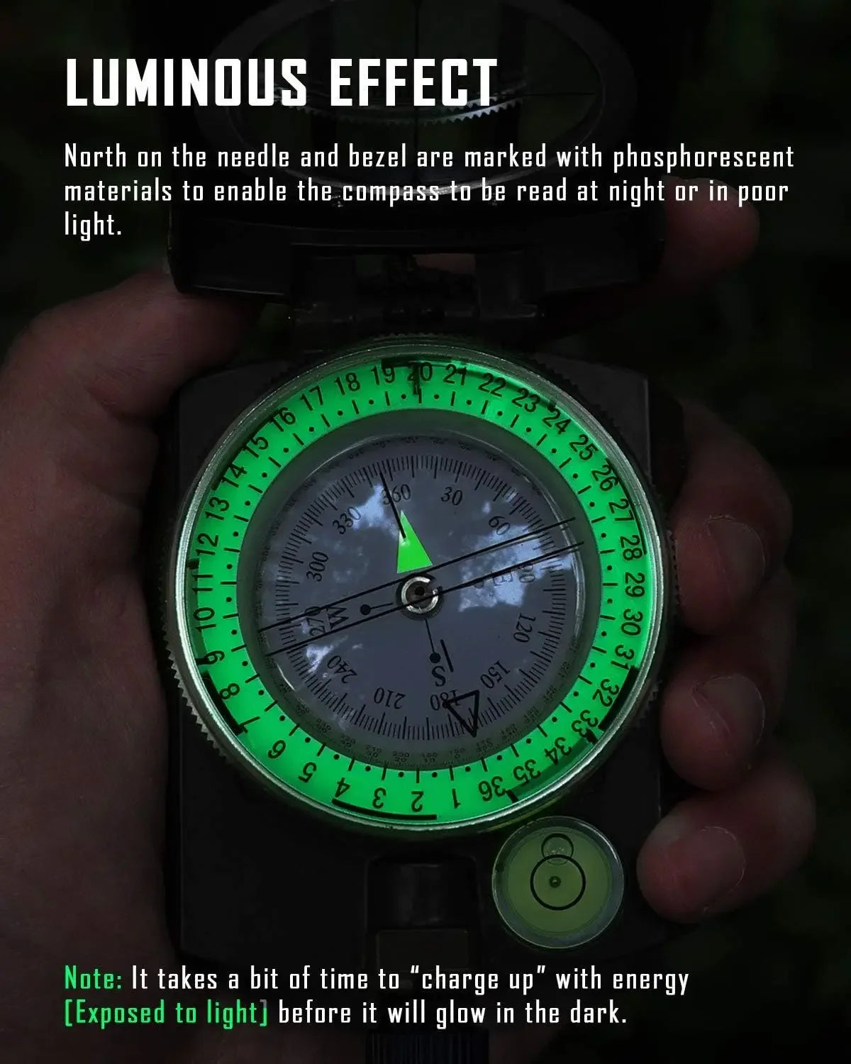 Tactical Survival Compass High Precision Metal Luminous Outdoor Navigation Tool