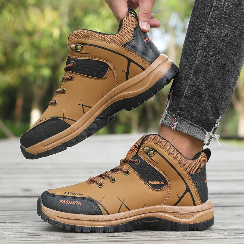 Retro Men Hiking Boots Waterproof Anti Slip Outdoor Camping Shoes