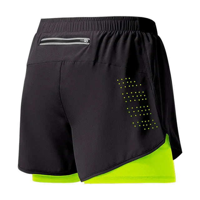 Men’s Running Shorts Quick Dry Double Layer Fitness Workout Black