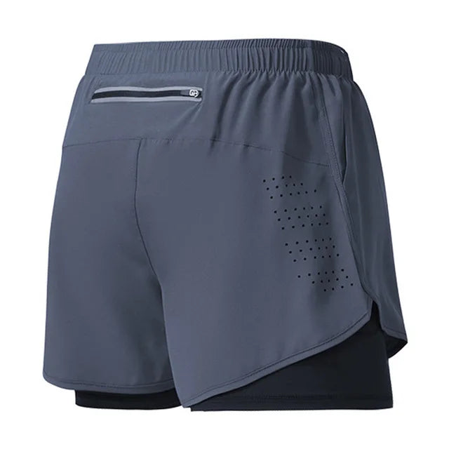 Men’s Running Shorts Quick Dry Double Layer Fitness Workout Black