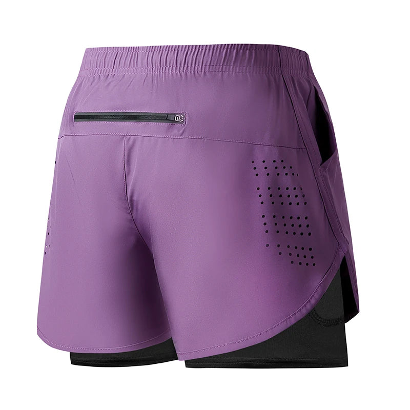 Men’s Running Shorts Quick Dry Double Layer Fitness Workout Black