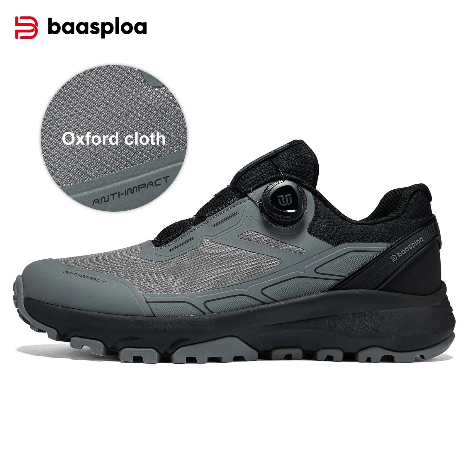 Baasploa Men Hiking Shoes Breathable Non Slip Outdoor Walking Sneakers