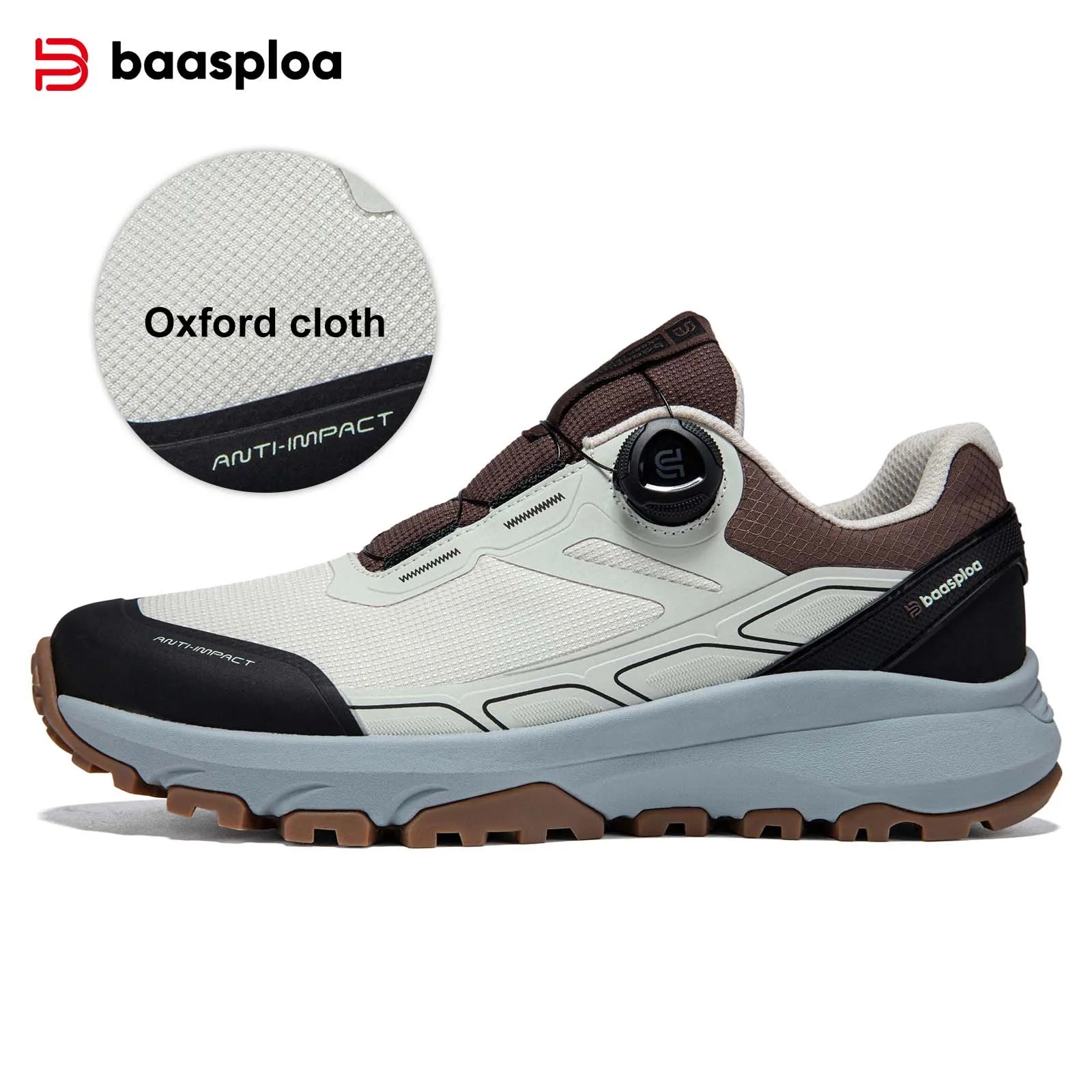 Baasploa Men Hiking Shoes Breathable Non Slip Outdoor Walking Sneakers