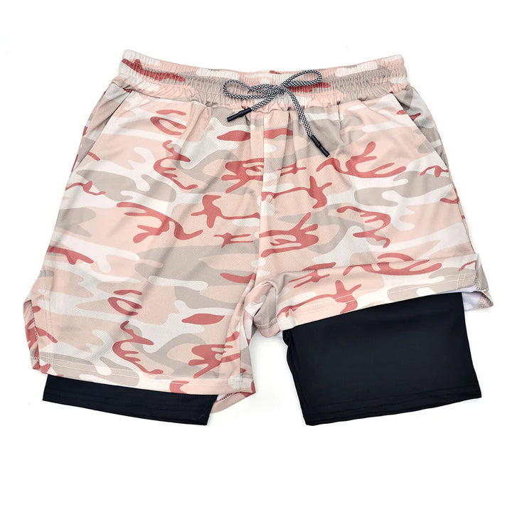 Men’s 2 in 1 Double Layer Fitness Shorts Quick Dry Gym