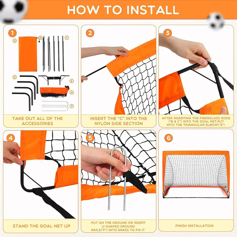 Pop Up Football Goal Net Garden Soccer Training Backyard Set