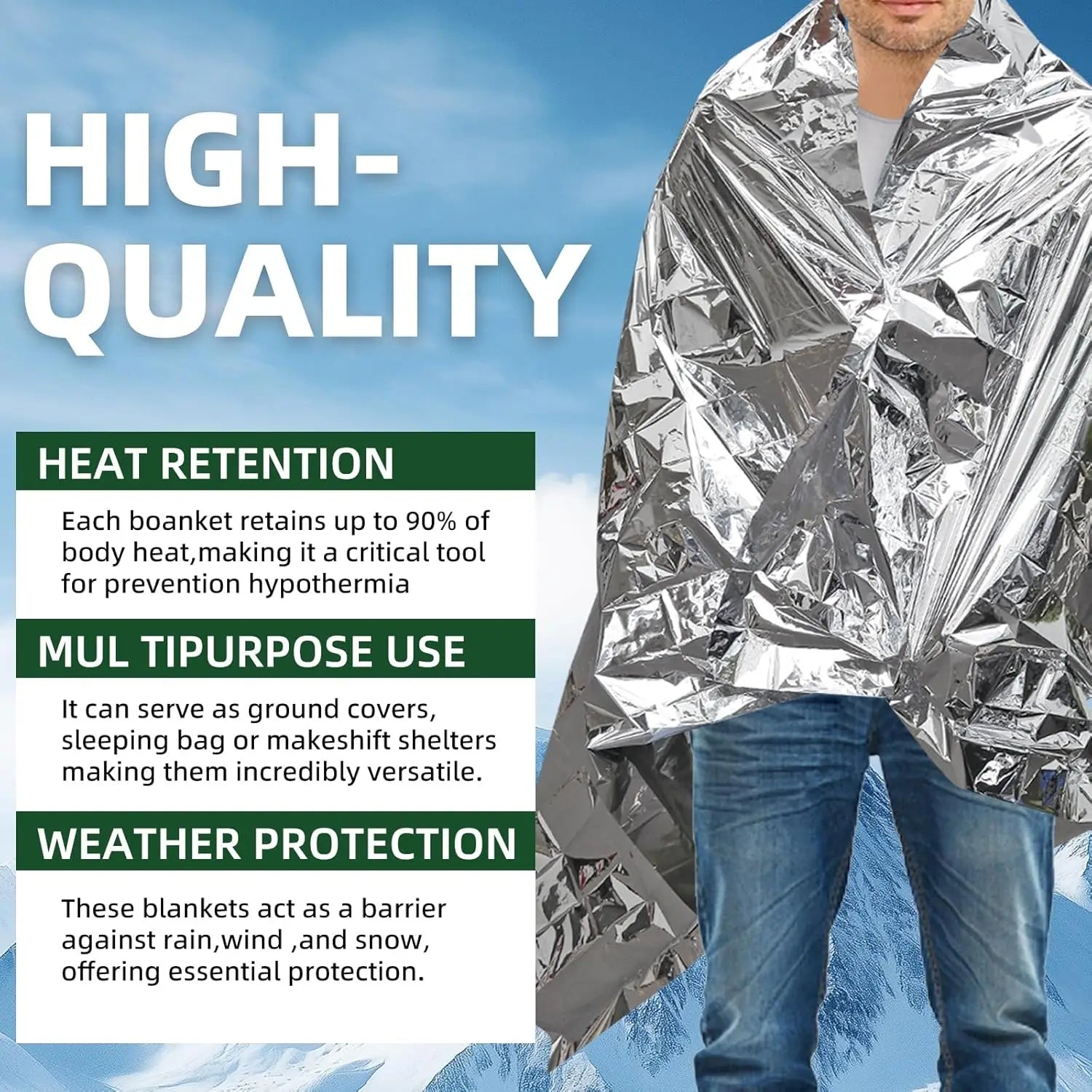 Emergency Survival Thermal Blanket Waterproof Foil First Aid Rescue Sheet