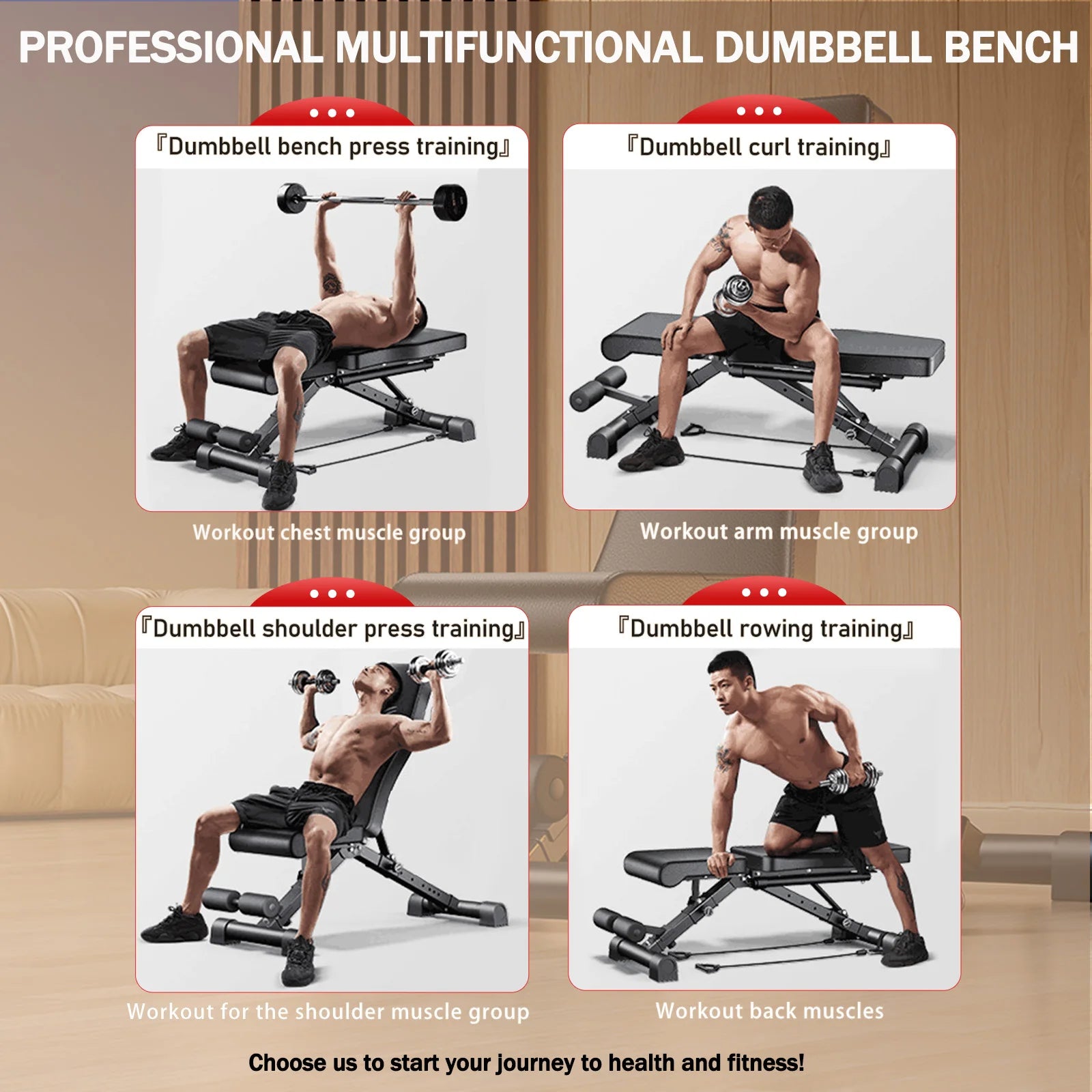 Adjustable Weight Bench Foldable Dumbbell Press Full Body Strength Training