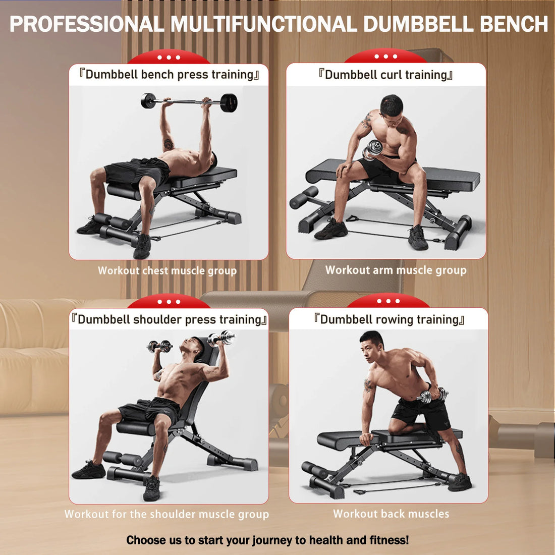 Adjustable Weight Bench Foldable Dumbbell Press Full Body Strength Training
