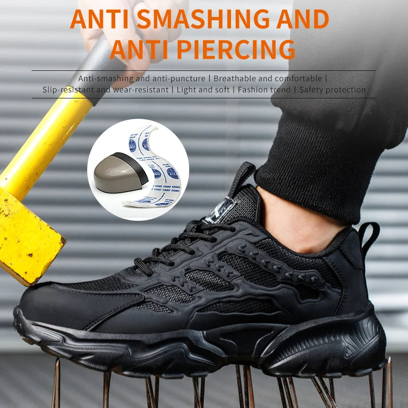 Men Work Safety Shoes Lightweight Anti Puncture Breathable Protective Sneakers