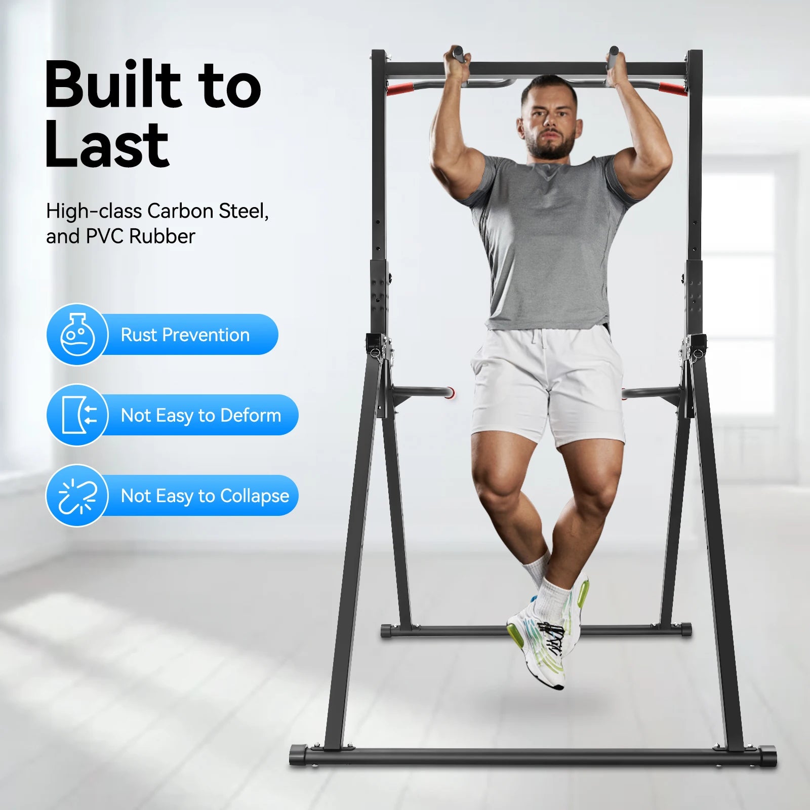 Adjustable Pull Up Bar Foldable Home Gym Strength Training Station