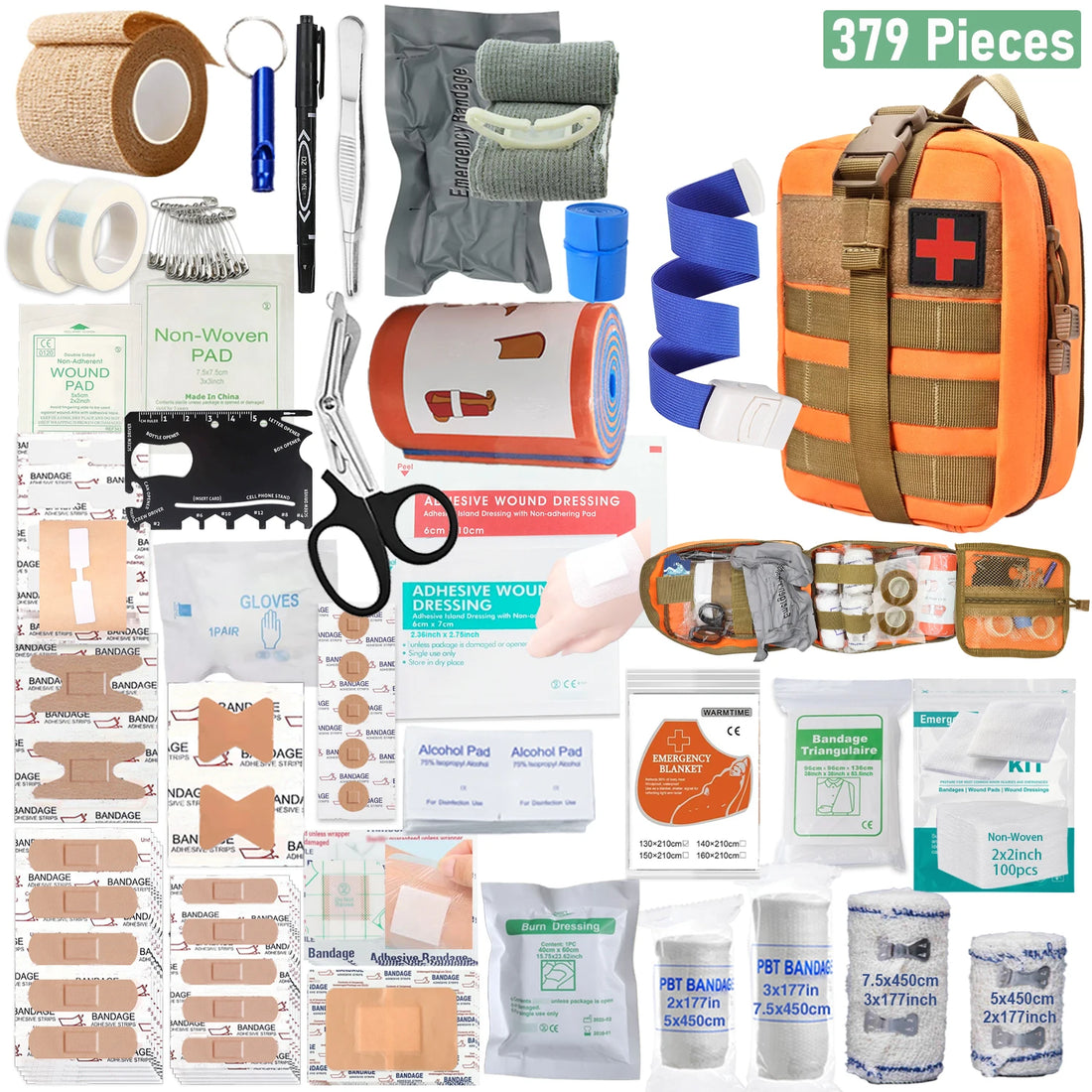 379pcs First Aid Kit Portable Emergency Survival Bag Outdoor Travel