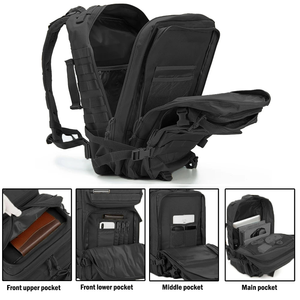 45L Tactical Backpack Large Capacity MOLLE Hiking Camping Outdoor Bag