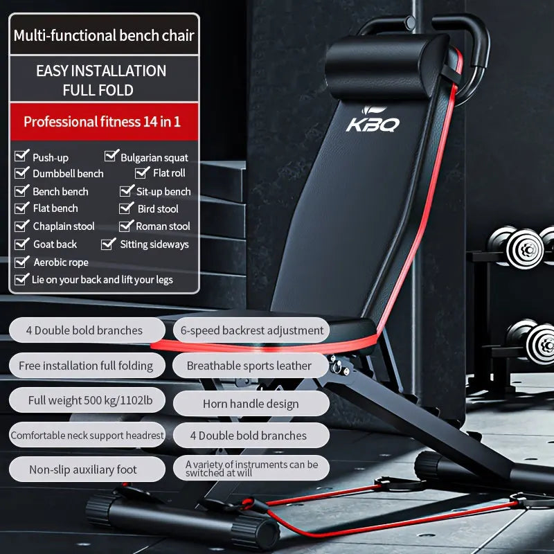 Multi-Functional Folding Fitness Bench Adjustable Roman Chair Dumbbell Bench