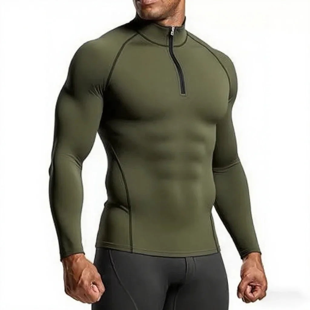 Men’s Slim Fit Long Sleeve Gym Compression Running Sports Shirt