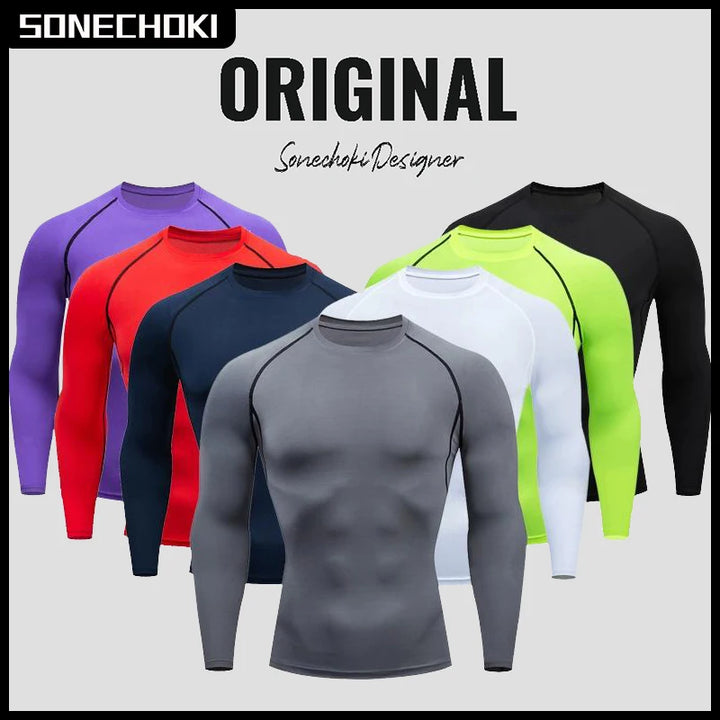 Men’s Compression Long Sleeve Running Shirt Quick Dry Gym Fitness