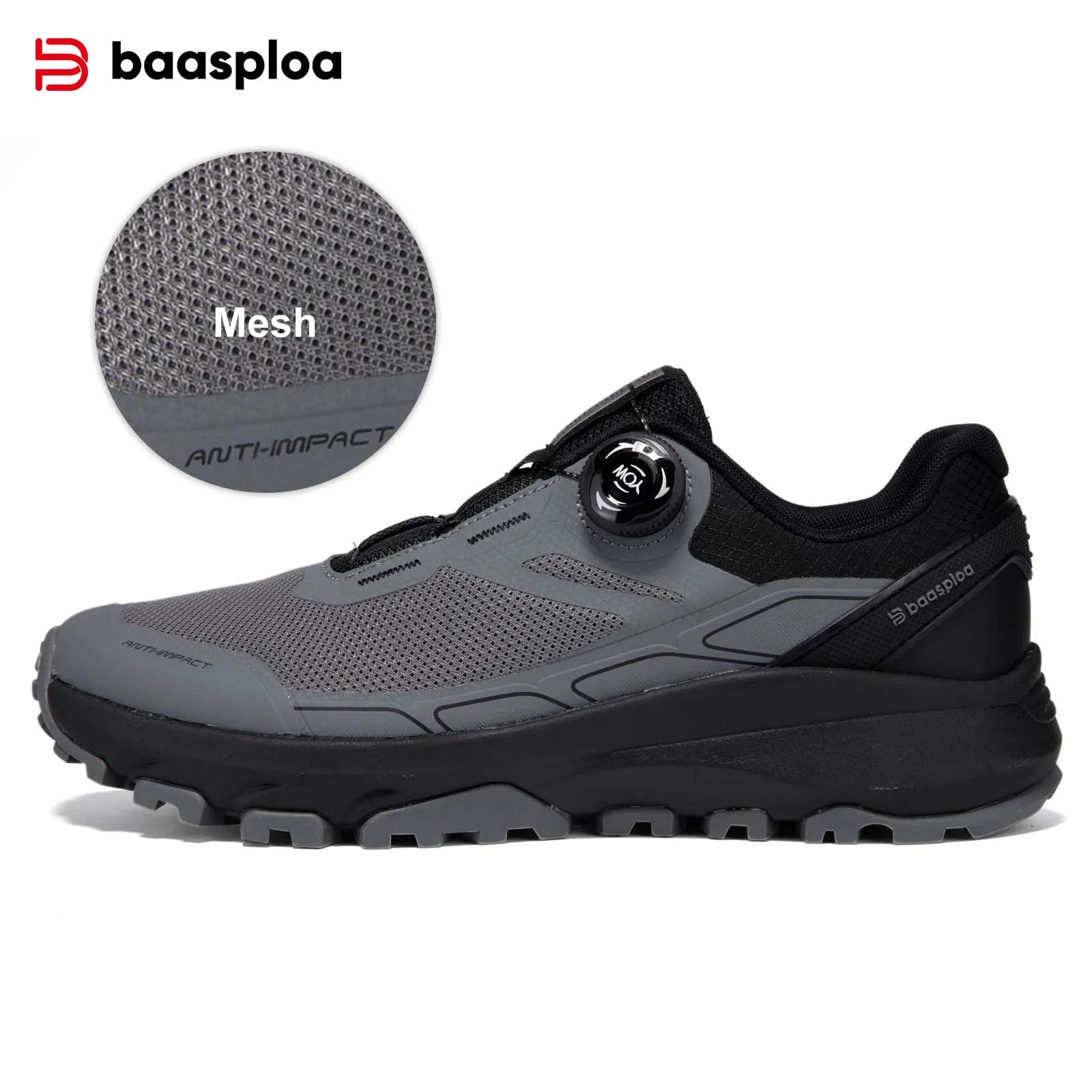 Baasploa Men Hiking Shoes Breathable Non Slip Outdoor Walking Sneakers