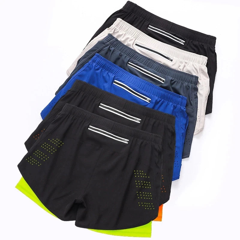 Men’s Running Shorts Quick Dry Double Layer Fitness Workout Black