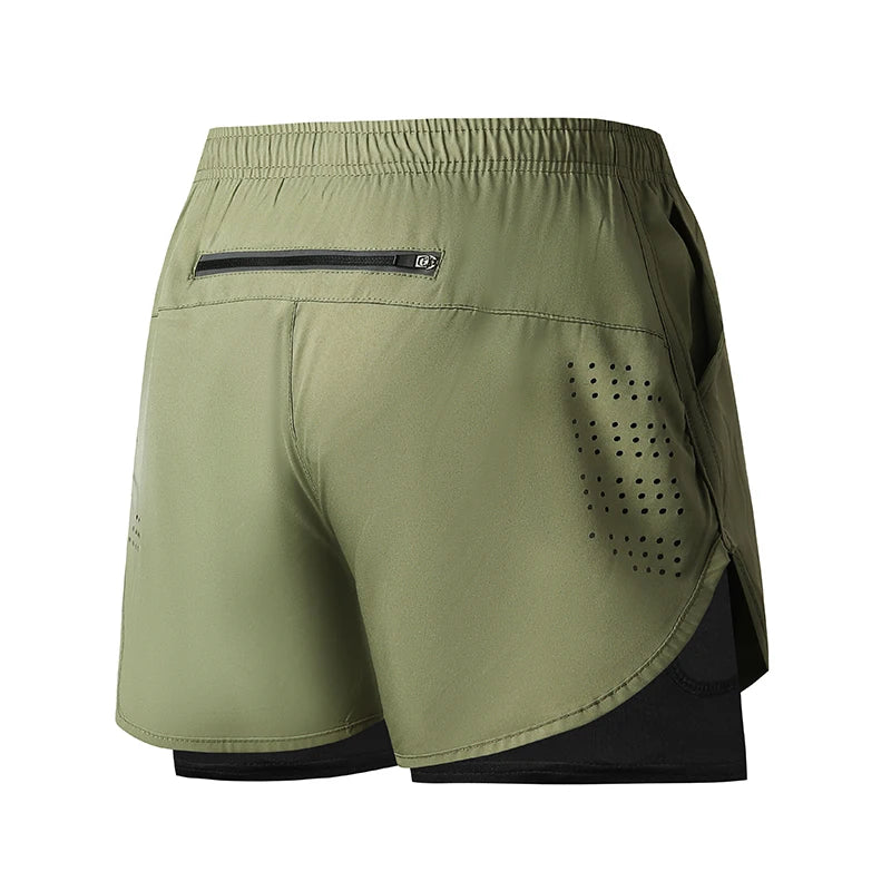 Men’s Running Shorts Quick Dry Double Layer Fitness Workout Black