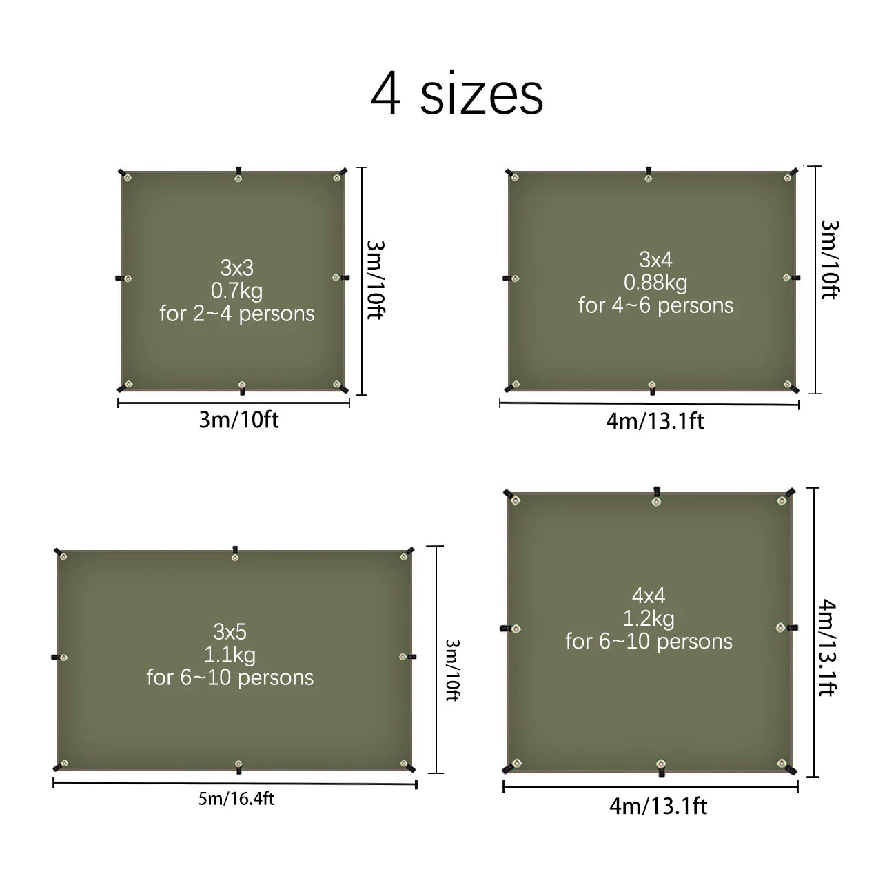 Waterproof Sunshade Tarp UV Protection Camping Awning Outdoor Shelter Canopy