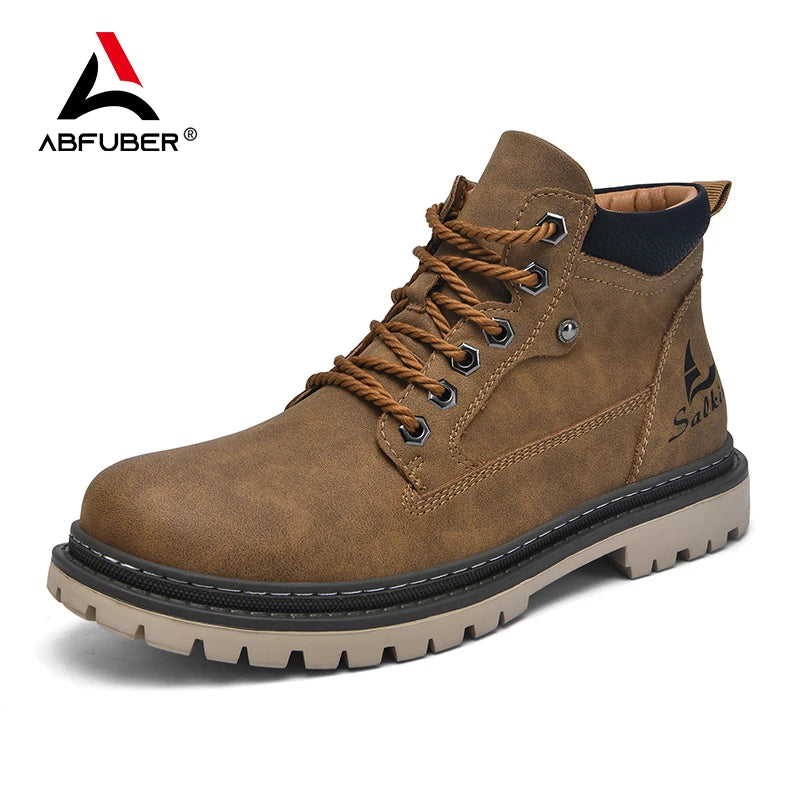 Handmade Men Ankle Boots Leather Hiking Winter Anti Slip Sneakers