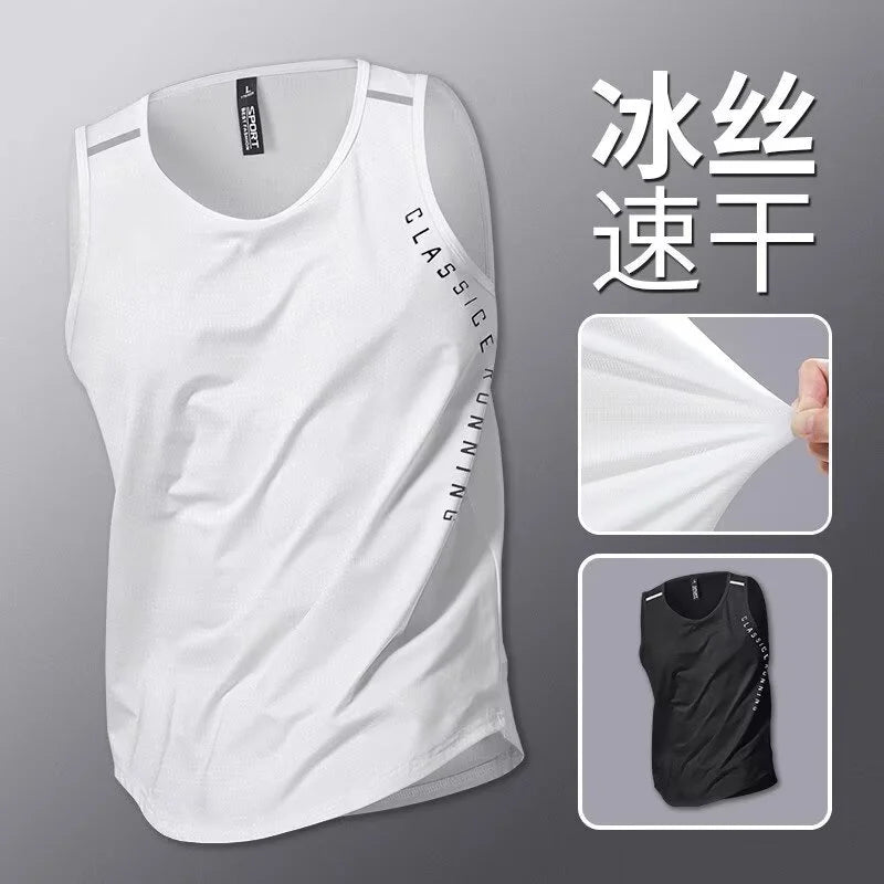 Men’s Ice Silk Sports Vest Quick Dry Sleeveless Running Top