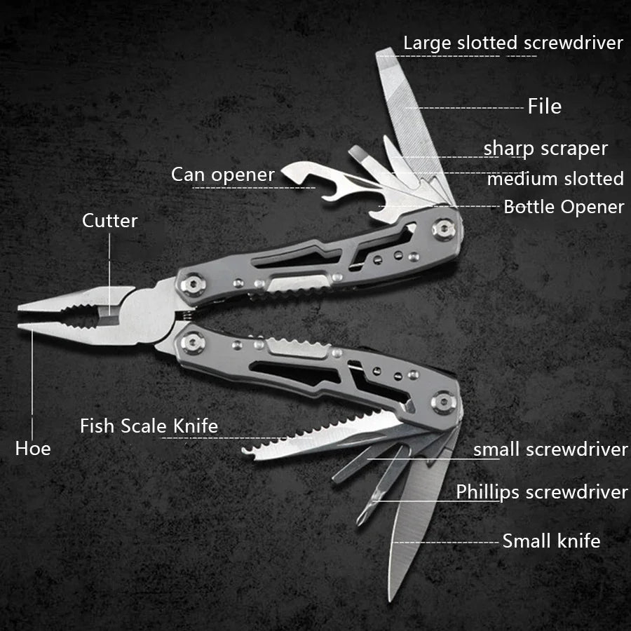 Stainless Steel Camping Multitool Folding Knife Pliers Survival Hiking Tool