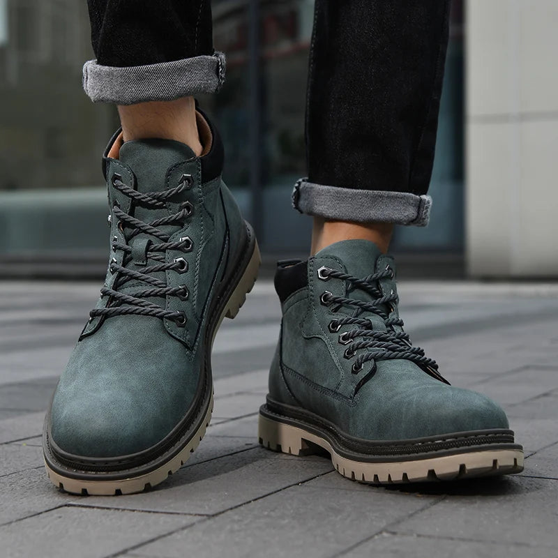 Handmade Men Ankle Boots Leather Hiking Winter Anti Slip Sneakers