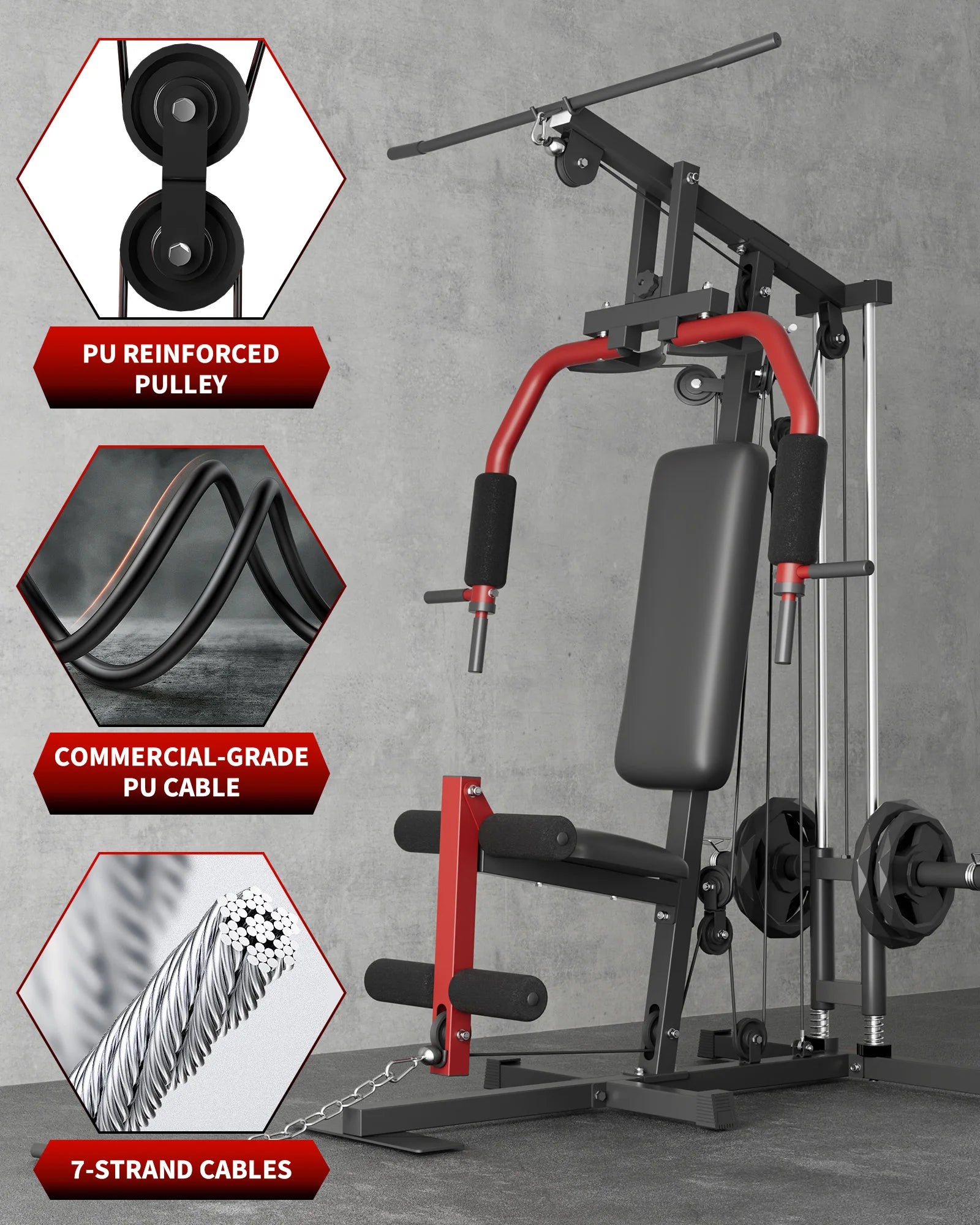5-in-1 Home Gym Machine Full Body Strength Training Equipment