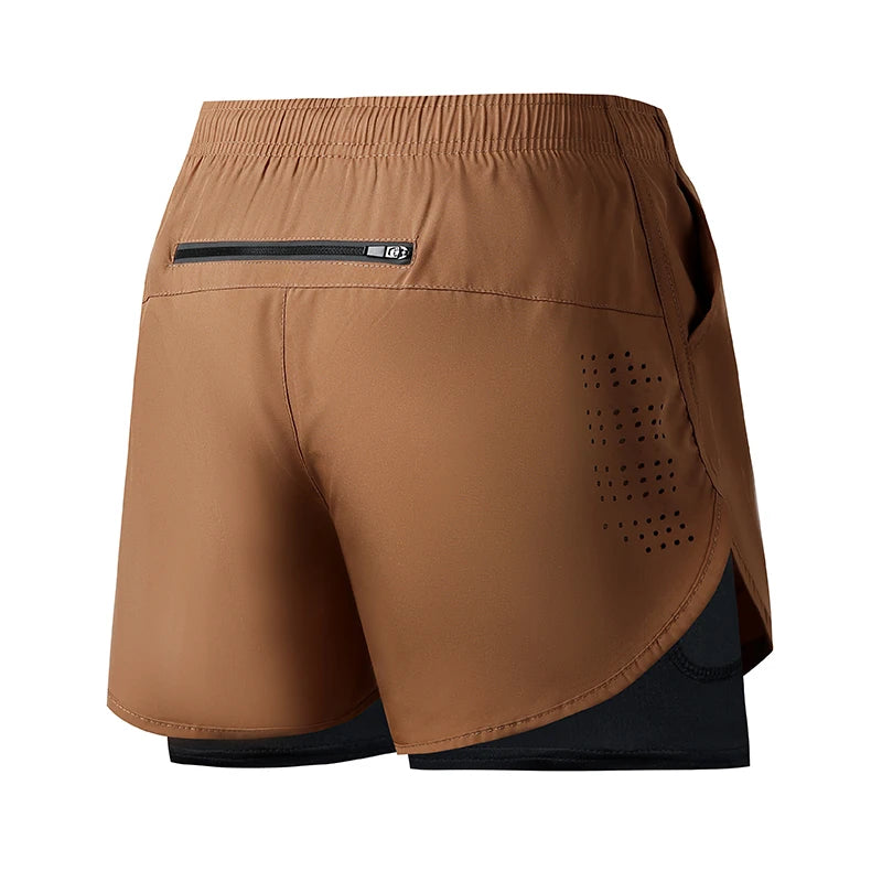Men’s Running Shorts Quick Dry Double Layer Fitness Workout Black