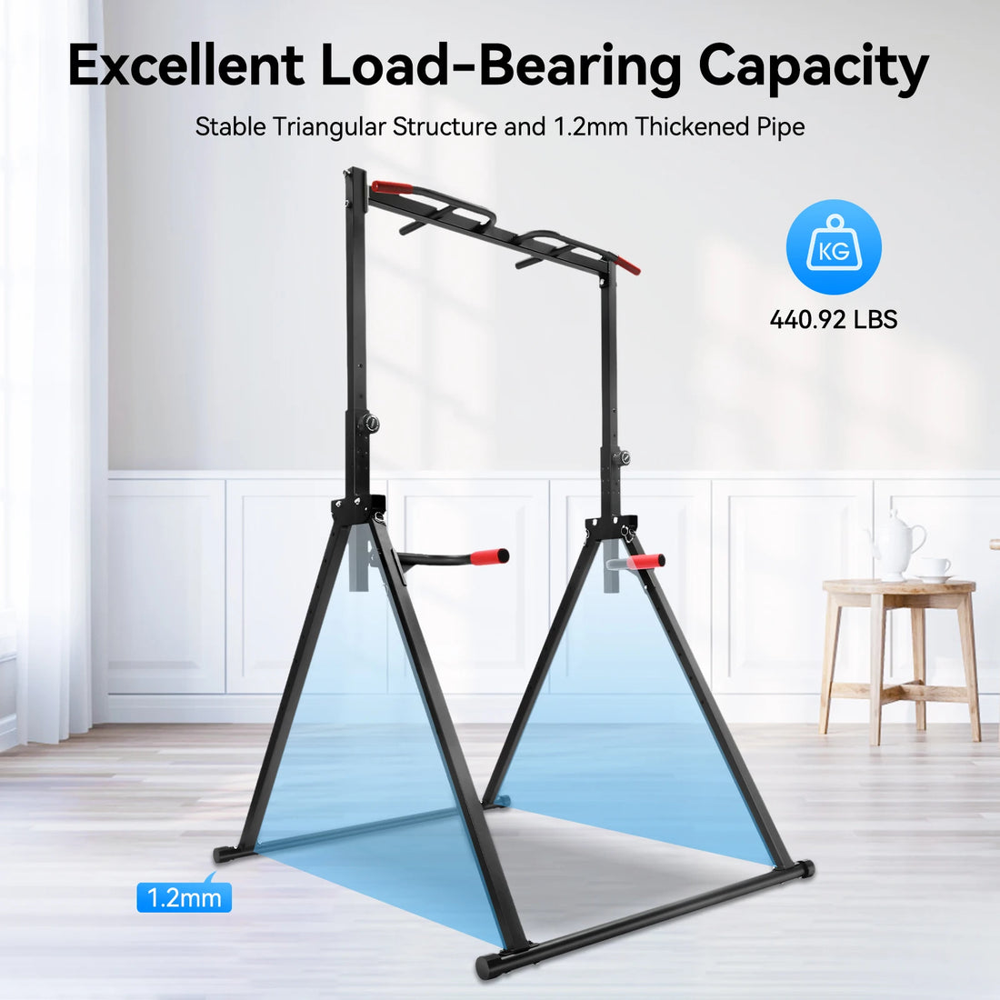 Adjustable Pull Up Bar Foldable Home Gym Strength Training Station