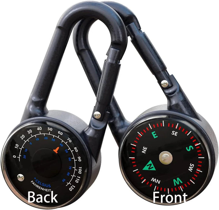 Zinc Alloy Compass Thermometer Keychain Outdoor Camping Hiking Tool