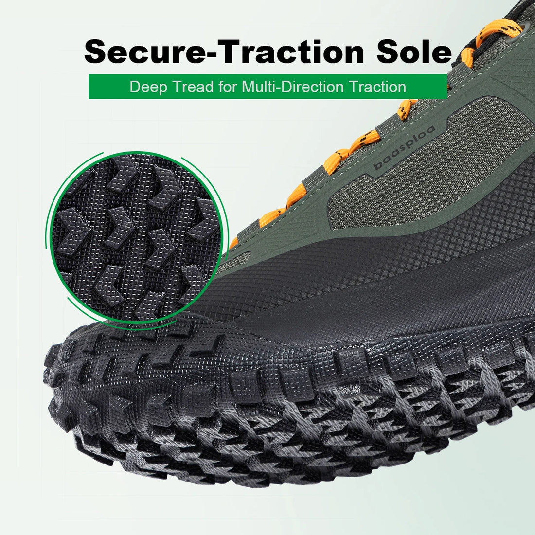 Baasploa Waterproof Hiking Shoes Men Non Slip Lightweight Outdoor Sneakers