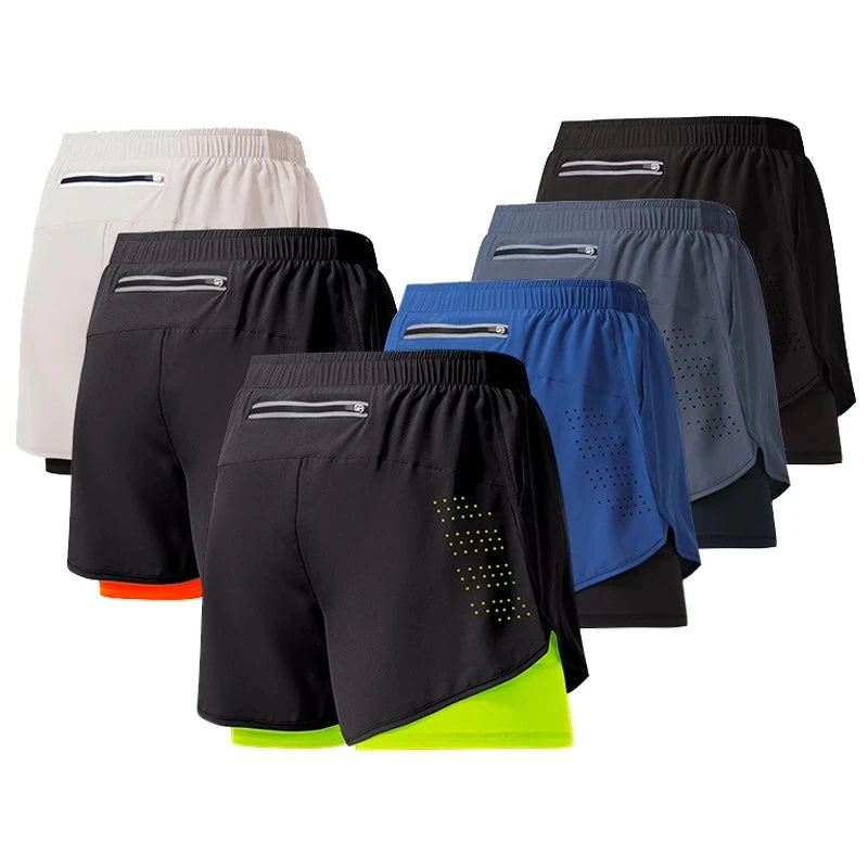 Men’s Running Shorts Quick Dry Double Layer Fitness Workout Black