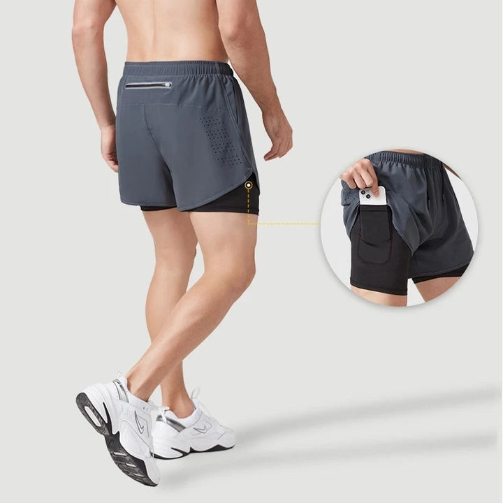 Men’s Running Shorts Quick Dry Double Layer Fitness Workout Black
