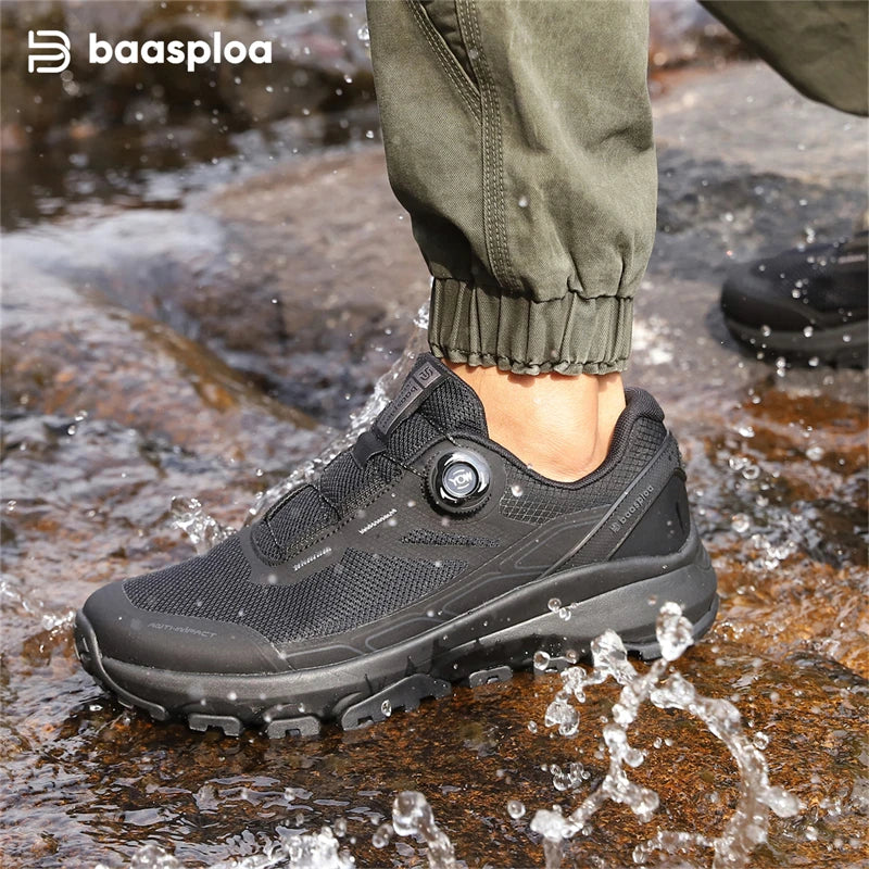 Baasploa Men Hiking Shoes Breathable Non Slip Outdoor Walking Sneakers