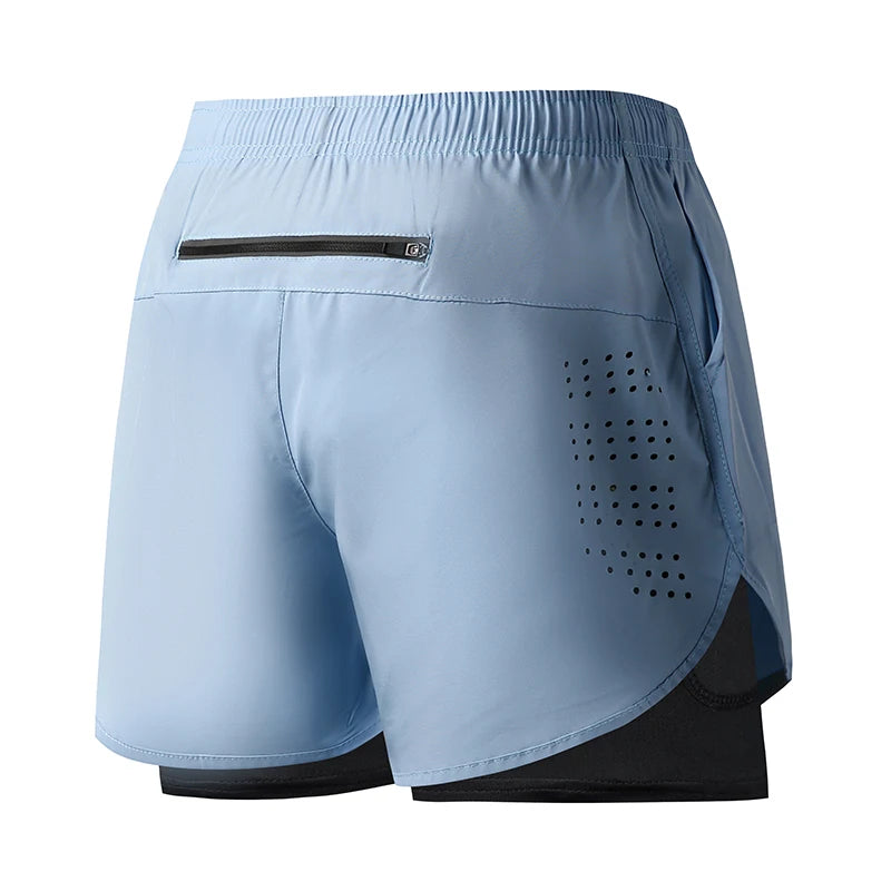 Men’s Running Shorts Quick Dry Double Layer Fitness Workout Black