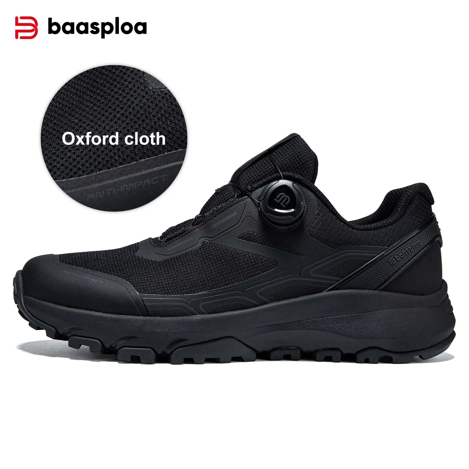 Baasploa Men Hiking Shoes Breathable Non Slip Outdoor Walking Sneakers