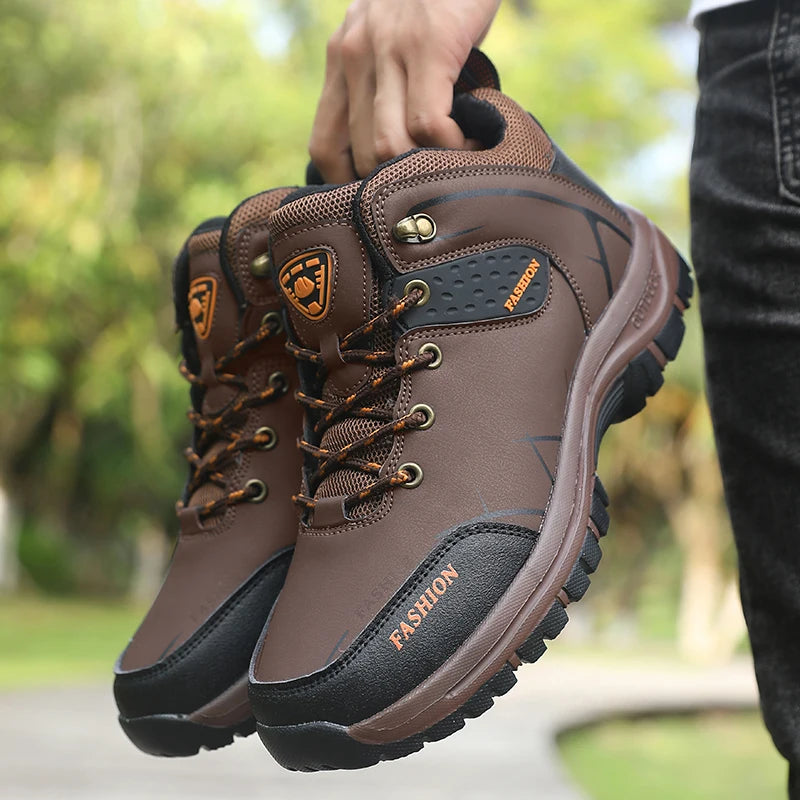 Retro Men Hiking Boots Waterproof Anti Slip Outdoor Camping Shoes