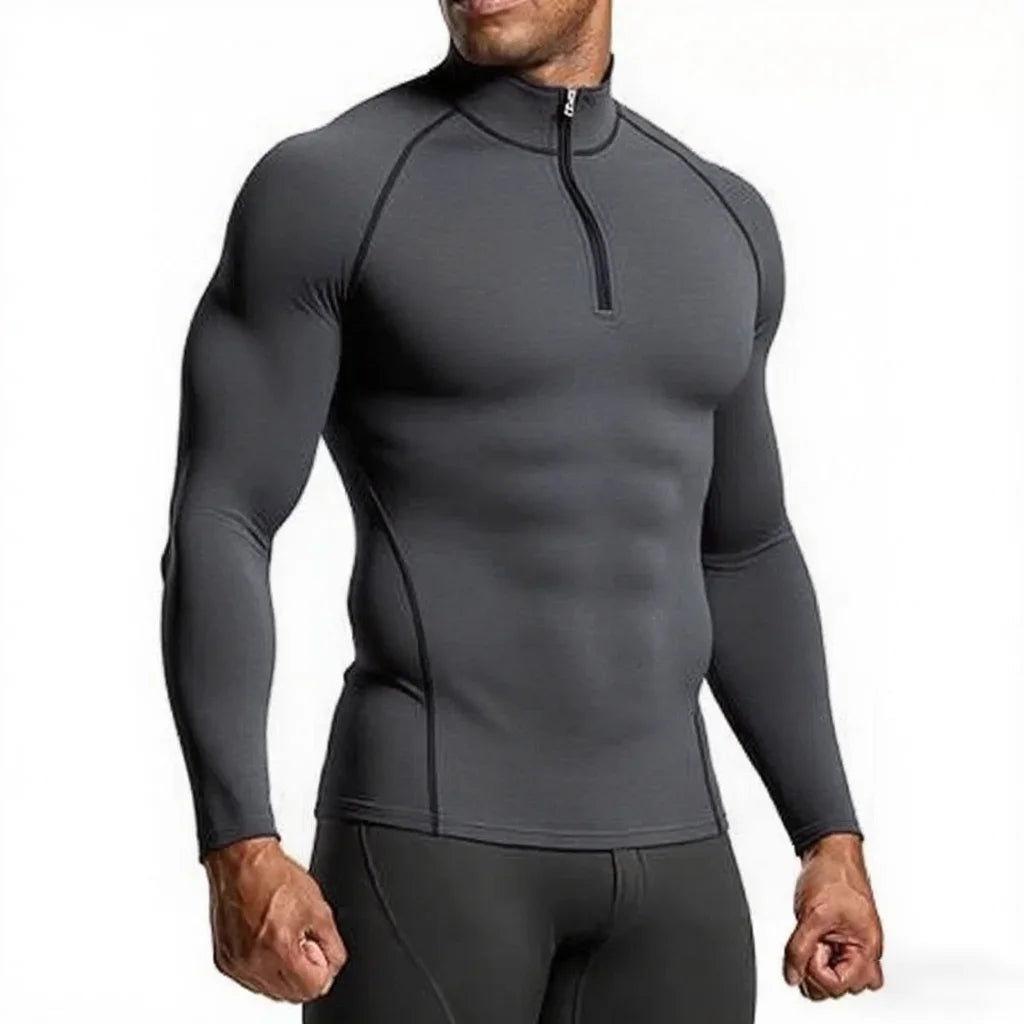 Men’s Slim Fit Long Sleeve Gym Compression Running Sports Shirt
