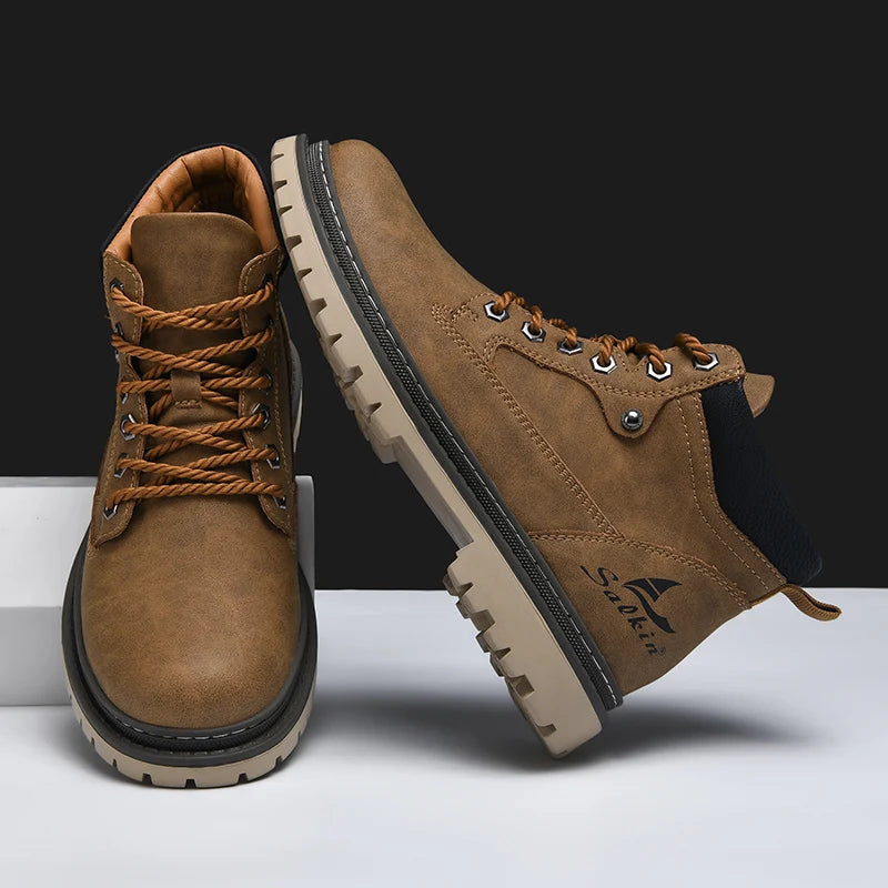 Handmade Men Ankle Boots Leather Hiking Winter Anti Slip Sneakers