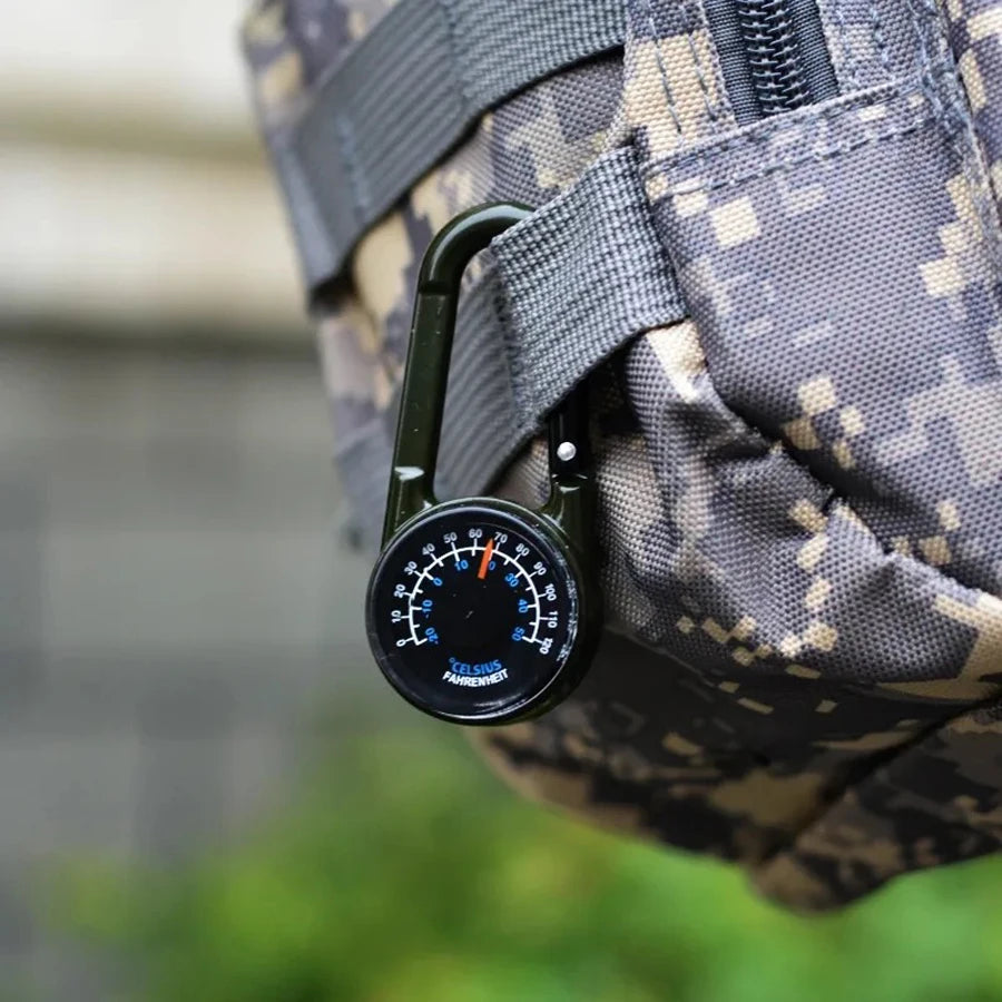 Zinc Alloy Compass Thermometer Keychain Outdoor Camping Hiking Tool
