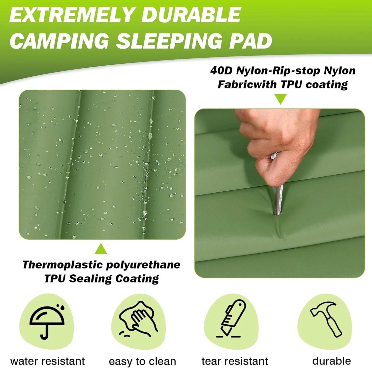 4 Inch Self-Inflating Camping Sleeping Pad Thick Outdoor Hiking Mat